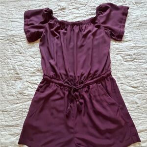 LOFT Outlet Plum Off-Shoulder Romper
